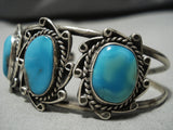Rare Vintage Navajo Bisbee Turquoise Sterling Silver Native American Bracelet-Nativo Arts