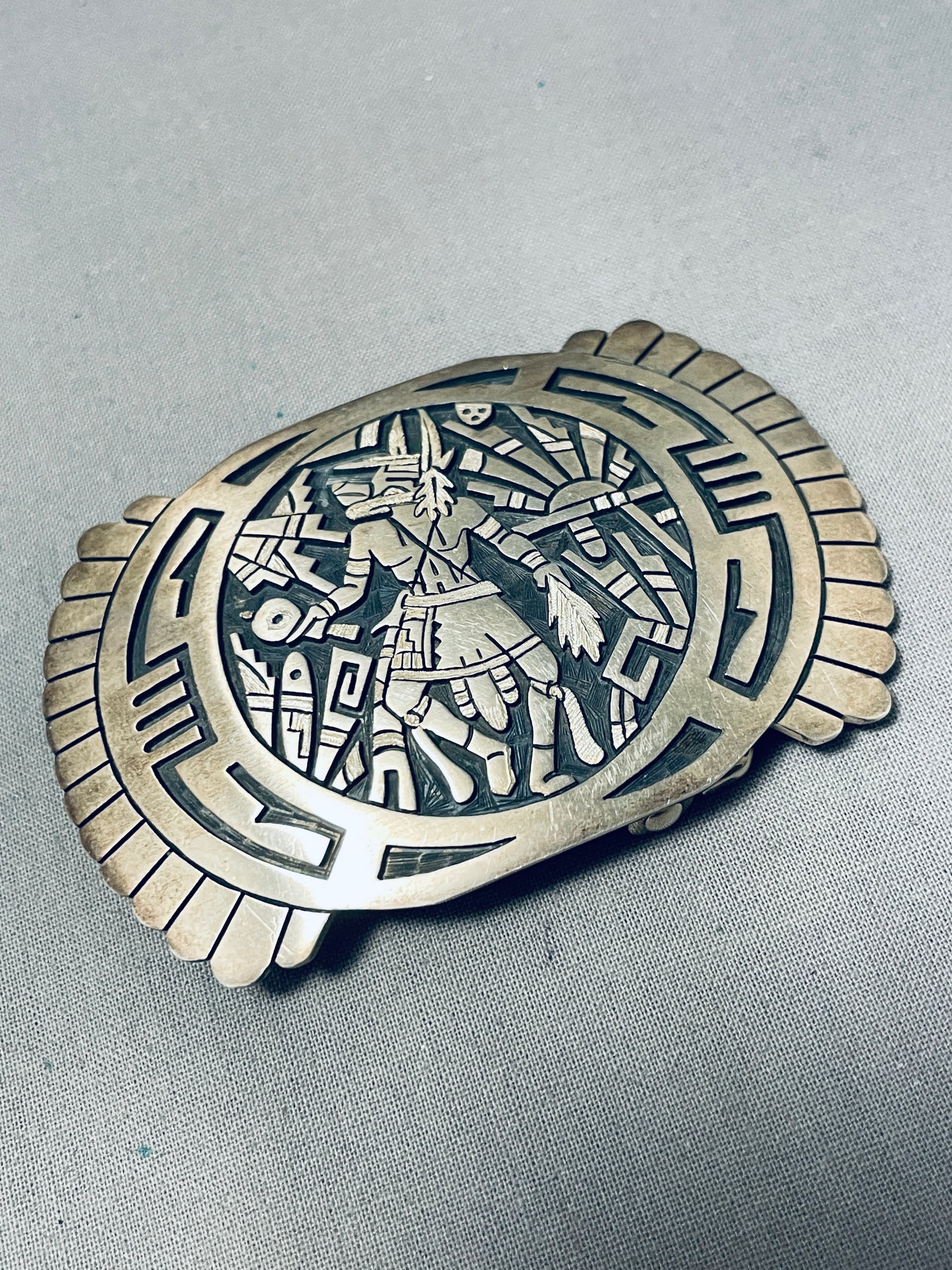 Important Vintage Native American Hopi Sterling Silver Buckle