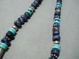 Authentic Vintage Native American Navajo Thomas Singer Turquoise Lapis Sterling Silver Necklace-Nativo Arts