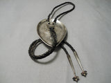Huge Heavy Men's Vintage Native American Navajo Turquoise Sterling Silver Bolo Tie Old-Nativo Arts