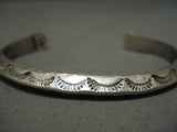 Hand Tooled Yazzie Vintage Native American Navajo Sterling Silver Bracelet Old-Nativo Arts