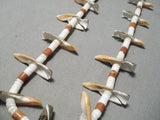 Native American Exceptional Vintage Santo Domingo Bird Fetsh Heishi Necklace Old-Nativo Arts