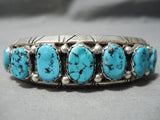 Magnificent Vintage Native American Navajo Domed Turquoise Sterling Silver Havy Bracelet-Nativo Arts