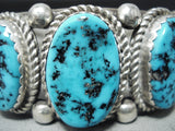 Signed Vintage Native American Navajo Sleeping Beauty Turquoise Sterling Silver Bracelet-Nativo Arts