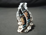 Dramatic Important Vintage Native American Zuni Turquoise Sterling Silver Ring-Nativo Arts