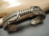 Quality Intricate!! Vintage Native American Navajo Sterling Silver Feather Bracelet Old-Nativo Arts