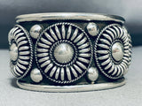 Basket Love Vintage Native American Navajo Handmade Sterling Silver Wide Bracelet-Nativo Arts