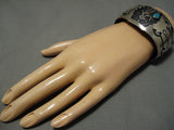 Superior Vintage Hopi Native American Navajo Mudhead Sterling Silver Persin Turquoise Bracelet-Nativo Arts