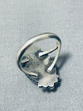 Fabulous Native American Navajo White Buffalo Turquoise Sterling Silver Ring-Nativo Arts