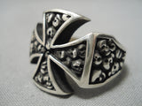 Marvelous Vintage Navajo Native American Skulls Sterling Silver Ring Huge!-Nativo Arts