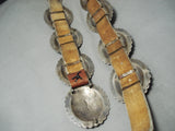 Very Heavy Vintage Native American Navajo Hand Tooled Sterling Silver Concho Belt Old-Nativo Arts