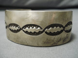Important All Silver Vintage Native American Navajo Sterling Silver Em Bill Bracelet Old-Nativo Arts
