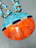 Native American Dramatic Vintage Santo Domingo Turquoise & Shell Sterling Silver Necklace-Nativo Arts