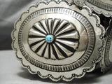 Huge Vintage Native American Navajo Hand Tooled Sterling Silver Turquoise Concho Belt-Nativo Arts