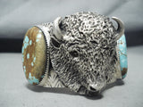 Heavy Buffalo San Felipe 8 Turquoise Sterling Silver Buffalo Bracelet-Nativo Arts