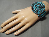 Opulent Vintage Native American Navajo Carico Lake Turquoise Sterling Silver Bracelet Old-Nativo Arts