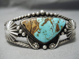Opulent Vintage Native American Navajo Huge Button Sterling Silver Turquoise Bracelet Old-Nativo Arts