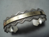 Marvelous Vintage Navajo Sterling Silver 14k Gold Bracelet Native American-Nativo Arts
