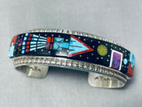 One Of The Most Intricate Ver Native American Navajo Turquoise Sterling Silver Bracelet-Nativo Arts