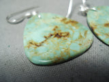 Native American Exquisite Santo Domingo Royston Turquoise Slabs Sterling Silver Earrings-Nativo Arts
