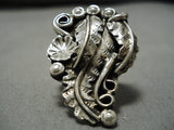 Important Vintage Native American Zuni Henry Yawakia Sterling Silver Leaves Ring Old-Nativo Arts