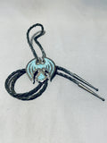Unique Vintage Native American Navajo Turquoise Chip Inlay Sterling Silver Waterbird Bolo-Nativo Arts