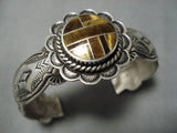 Tremendous Arnold Blackgoat Vintage Native American Navajo Sterling Silver Tiger's Eye Bracelet-Nativo Arts