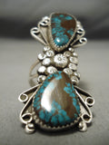 Magnificent Vintage Native American Navajo Red Mountain Turquoise Stering Silver Ring-Nativo Arts