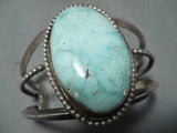 Mint Carico Lake Turquoise Vintage Native American Navajo Sterling Silver Bracelet-Nativo Arts