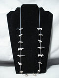 Dazzling Heavy Vintage Zuni Native American Sterling Silver Fetish Necklace Old-Nativo Arts