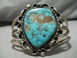 Huge Vintage Native American Navajo Old Morenci Turquoise Sterling Silver Bracelet-Nativo Arts