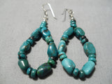 Amazing Vintage Native American Navajo Damale Turquoise Sterling Silver Earrings-Nativo Arts