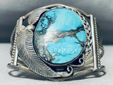 One Of The Best Vintage Native American Navajo Blue Diamond Turquoise Sterling Silver Bracelet-Nativo Arts
