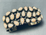 Most Unique Vintage Native American Navajo Pink Shell Cluster Sterling Silver Bracelet-Nativo Arts