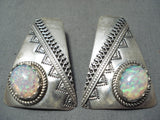 Lea Damon Stunning Navajo Opal Sterling Silver Earrings Native American-Nativo Arts