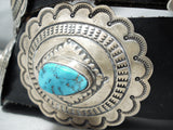 Freddy Guerro Vintage Native American Navajo Turquoise Hand Tooled Sterling Silver Concho Belt-Nativo Arts
