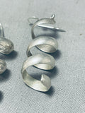 Eye-catching Handmade Spiral Native American Navajo Sterling Silver Corkscrew Earrings-Nativo Arts