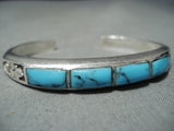 Stunning Vintage Native American Navajo Blue Diamond Turquoise Sterling Silver Bracelet Old-Nativo Arts