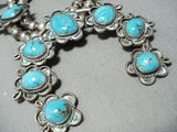 Women's Vintage Native American Navajo Turquoise Sterling Silver Squash Blossom Necklace-Nativo Arts