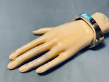 One Of The Most Unique Ever Native American Navajo Turquoise Inlay Sterling Silver Bracelet-Nativo Arts