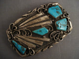 95 Gram Heavy Old Navajo Turquoise Native American Jewelry Silver Buckle-Nativo Arts