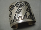 The Best Wide Vintage Native American Hopi Sidney Sekakuku Jr Sterling Silver Bracelet-Nativo Arts