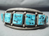 Magnificent Vintage Native American Hopi Kingman Turquoise Sterling Silver Bracelet Old-Nativo Arts