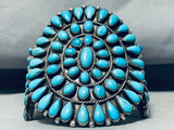 One Of The Best Ever Vintage Native American Navajo Turquoise Cluster Sterling Silver Bracelet-Nativo Arts