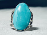 Exceptional San Felipe Kingman Turquoise Sterling Silver Huge Ring-Nativo Arts