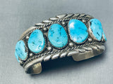 Astounding Vintage Native American Navajo 8 Blue Gem Turquoise Sterling Silver Bracelet-Nativo Arts