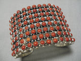 One Of The Best Native American Navajo Snake Eyes Coral Sterling Silver Bracelet- Huge!-Nativo Arts
