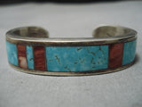Opulent Vintage Native American Navajo #8 Turquoise Sterling Silver Bracelet Old-Nativo Arts
