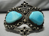 Very Rare Robin's Egg Turquoise Vintage Native American Navajo Sterling Silver Bracelet Old-Nativo Arts