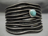 Important Aaron Anderson Vintage Native American Navajo Sterling Silver Turquoise Wave Bracelet-Nativo Arts